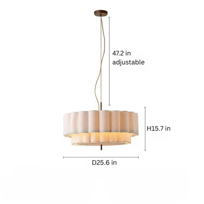 Natural Fabric Pendant Lamp | D 17.7 - 25.6 in | Wabi Sabi Chandelier | Retro Bohemian Style Lighting | Brick by Brick