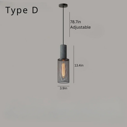 Nordic Industrial Cement Chandelier | H7.9 - 13.8 in | Vintage Iron Pendant Ceiling Light | Brick by Brick