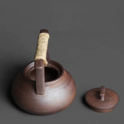 Portable Ceramic Teapot Set | 4.7 × 2.8 × 3.1 in | Travel Tea Maker | Handmade Ceramic Teapot with Candle Stove | Brick by Brick