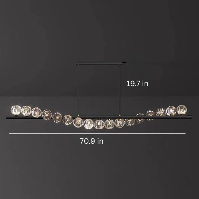Luxury Modern Pendant Lamp | L31.5-70.8 in x 19.7 in | Ceiling Chandelier with Crystals | Multi-Head LED Lighting | Brick by Brick