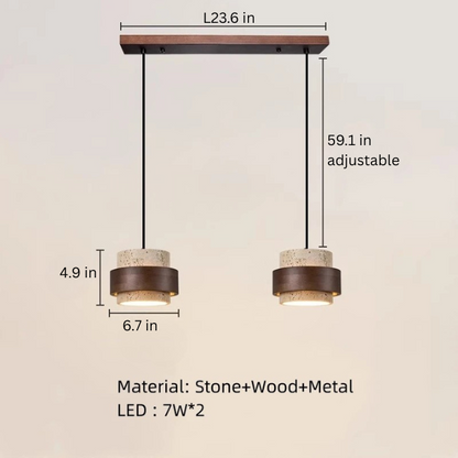 Natural Stone LED Pendant Lamp | L26.6 - L39.4 in | 59.1 in Adjustable Ceiling Light | Brick by Brick