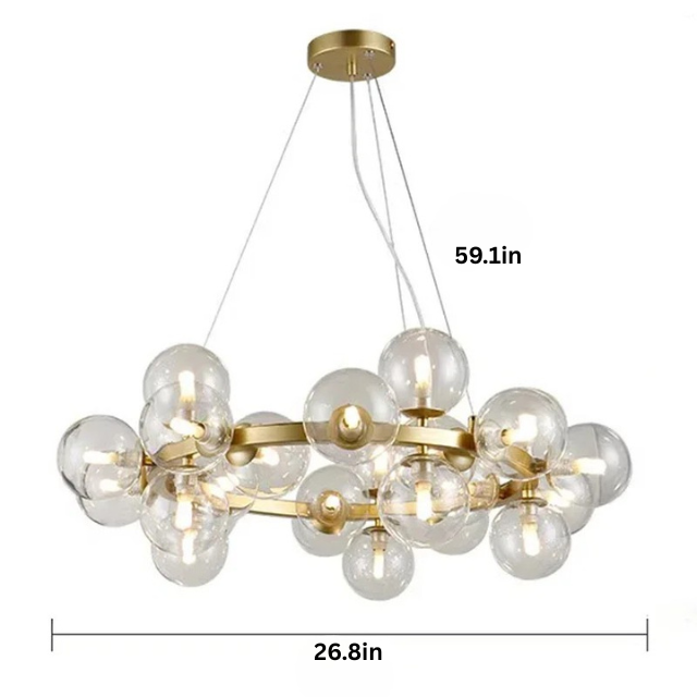 Modern Glass Pendant Chandelier | H59 in | LED Ceiling Light | Adjustable Hanging Lamp with Remote | Dimmable Indoor Lighting | Brick by Brick