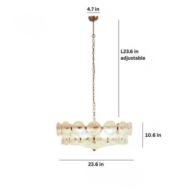 French Glass Pendant Chandelier | 23.6 in or 31.5 in| Glass Stone | Retro Nordic Style | Elegant Lighting Fixture | Brick by Brick