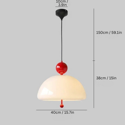 Bauhaus Retro Pendant Lamp | 15.7 x 15 in | Medieval Cream Glass Hanging Light | Nordic Colorful E27 Fixture | Brick by Brick