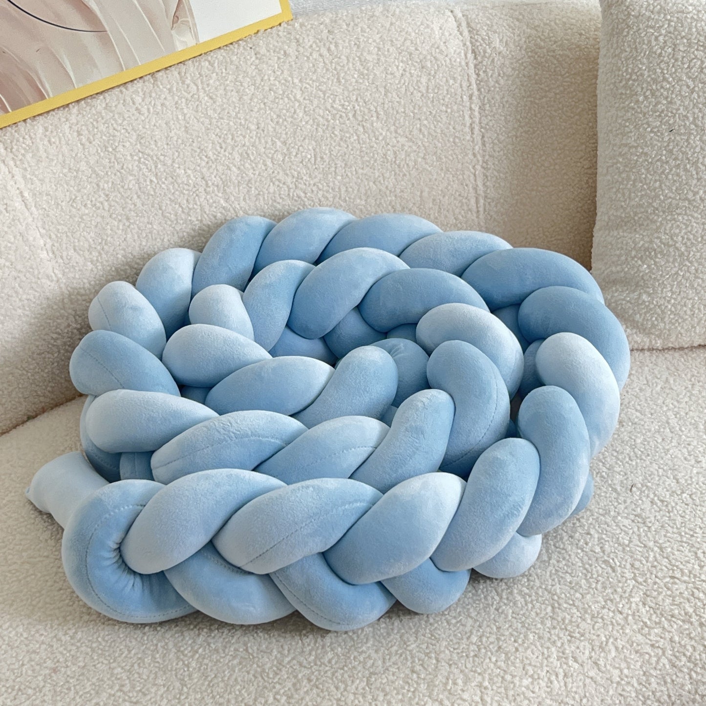 Braided Floor Cushion | Chunky Knit Floor Pillow | Modern Cream Seating | Decorative Home Accent | Brick by Brick