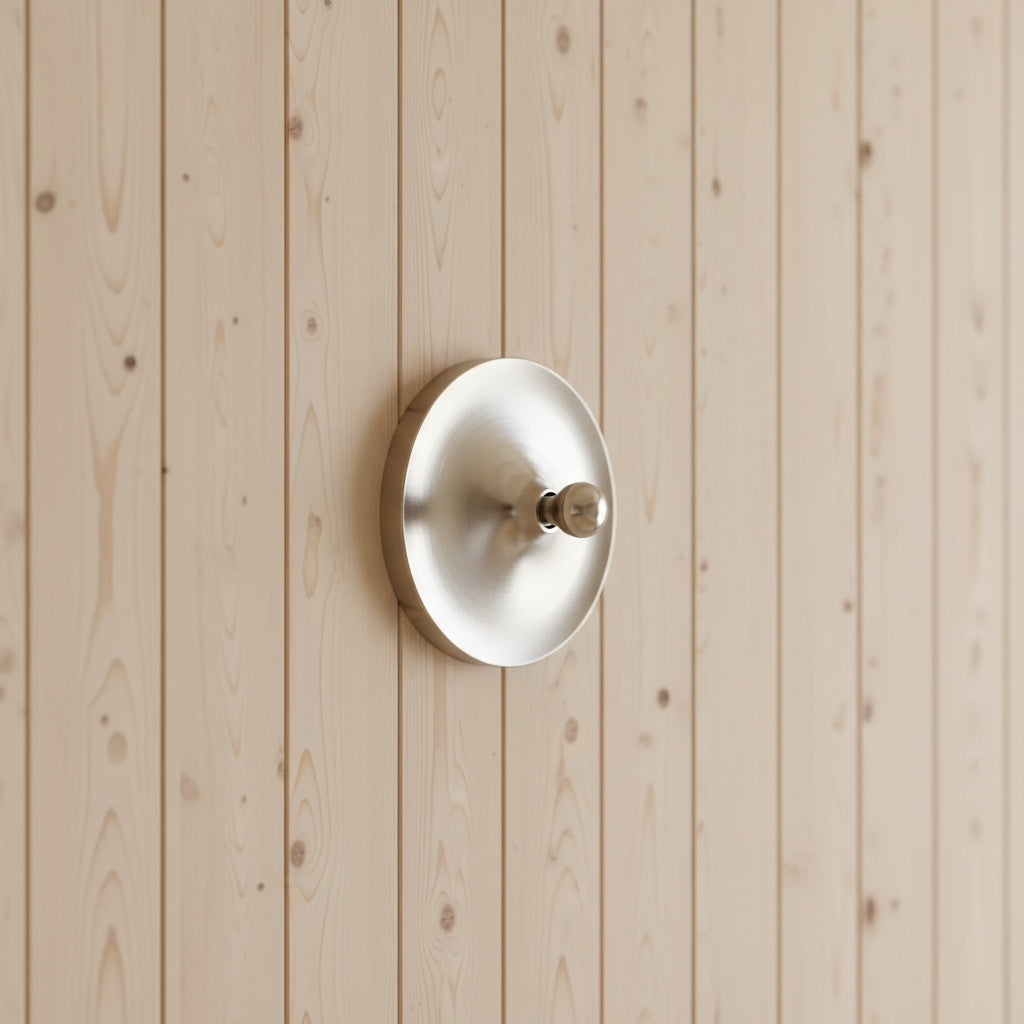 Bauhaus LED Wall Light | 4.7 in or 5.9 in | Walnut Wood + Acrylic Halo | Architectural Lighting | Brick by Brick