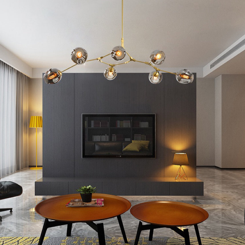 Nordic Modern Glass Pendant Light | H 31.5 - 39.3 in | Clear Bubble Design | Adjustable Brass Ceiling Fixture | Brick by Brick