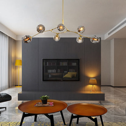 Nordic Modern Glass Pendant Light | H 31.5 - 39.3 in | Clear Bubble Design | Adjustable Brass Ceiling Fixture | Brick by Brick