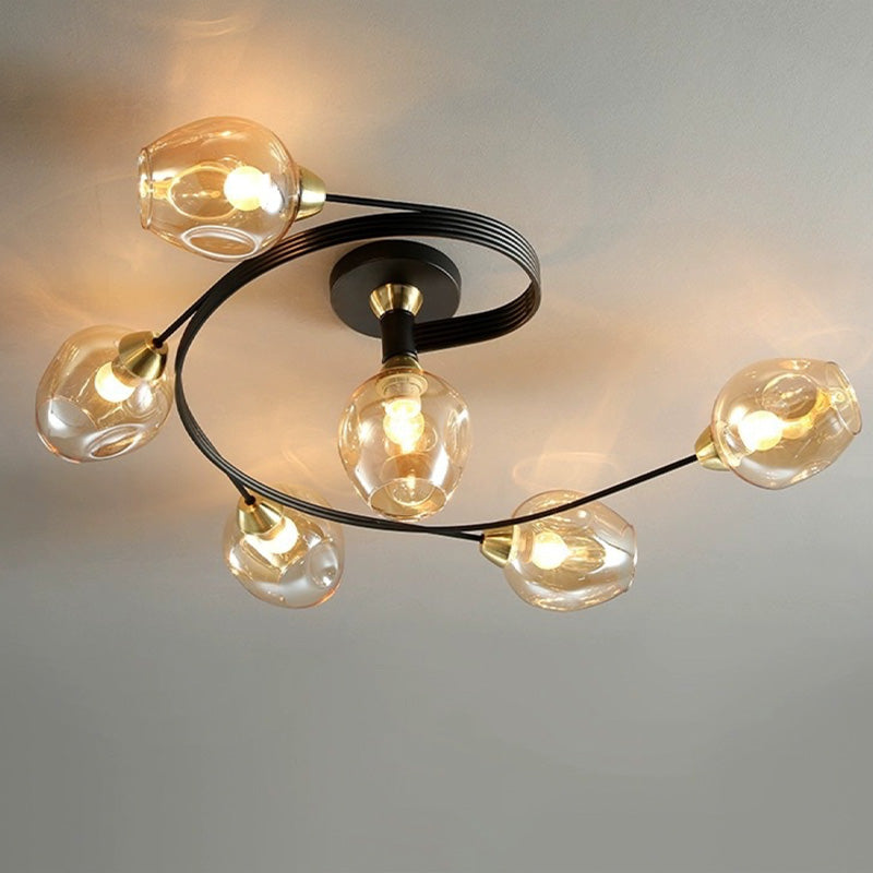 Nordic LED Pendant Chandelier | 29.5 or 36.6 in | Black or Gold Finish | Modern Glass Shade Design | Brick by Brick