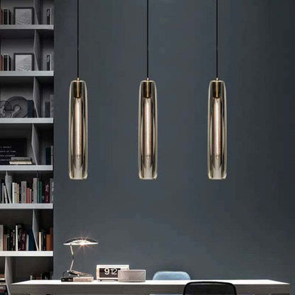 Small Glass Chandelier Pendant | 2.7 x 14.9 in | Brass LED Accent Lighting | Compact & Elegant | Brick by Brick