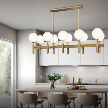 Ball Glass & Metal Pendant Light | Gold & White Finish | 6/8/10-Light Systems | Brick by Brick