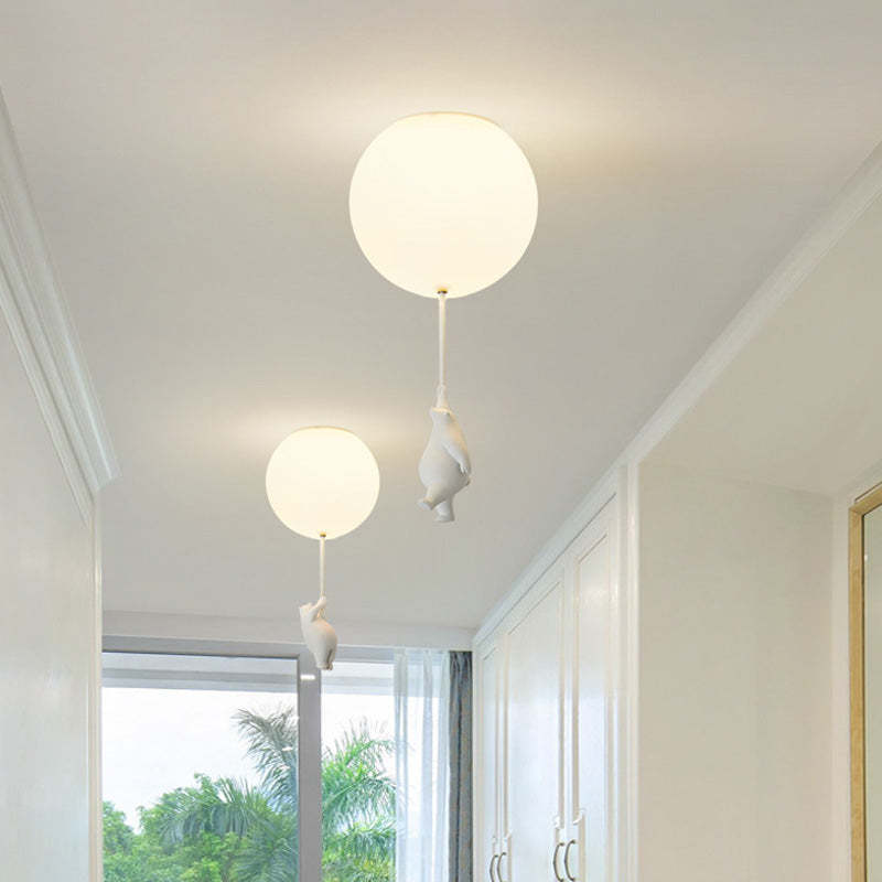 Kids LED Flush Mount Ceiling Light | H5.9 - 7.6 in | Bear Balloon Design | Resin & Acrylic | Warm Glow | Indoor | Brick by Brick