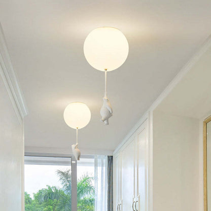Kids LED Flush Mount Ceiling Light | H5.9 - 7.6 in | Bear Balloon Design | Resin & Acrylic | Warm Glow | Indoor | Brick by Brick