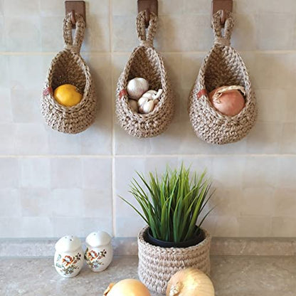 Jute Wall Storage Baskets | XS - XXL | Hanging Kitchen Organizer | Handwoven Produce Storage | Brick by Brick