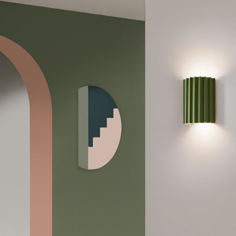 Semi-Cylindrical Resin Wall Light |  5.5 x 6.5 in | Orr Postmodern | White, Green, Orange, Grey, Dark Blue | Brick by Brick