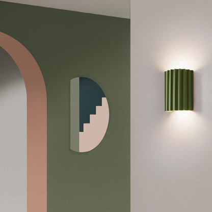 Semi-Cylindrical Resin Wall Light |  5.5 x 6.5 in | Orr Postmodern | White, Green, Orange, Grey, Dark Blue | Brick by Brick