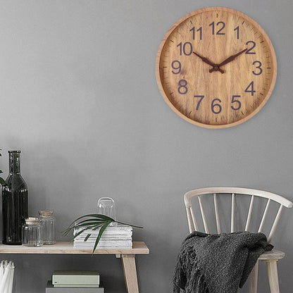 Rustic Wall Clock | 12 in | Natural Wood with Dark Numbers | Silent Quartz Movement | Brick by Brick