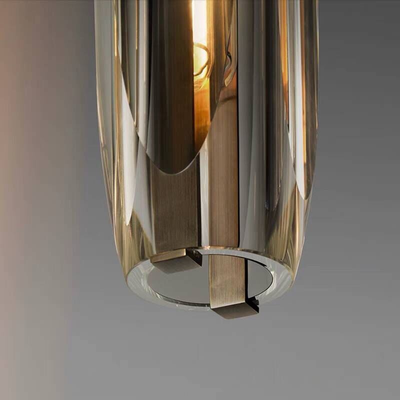 Small Glass Chandelier Pendant | 2.7 x 14.9 in | Brass LED Accent Lighting | Compact & Elegant | Brick by Brick