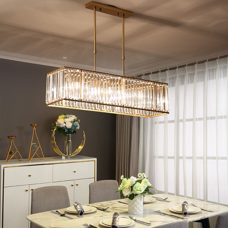 Nordic Crystal Island Chandelier | Iron + Crystal | 8.66 x 21.65-33.46 in | Elegant Fixture | Brick by Brick