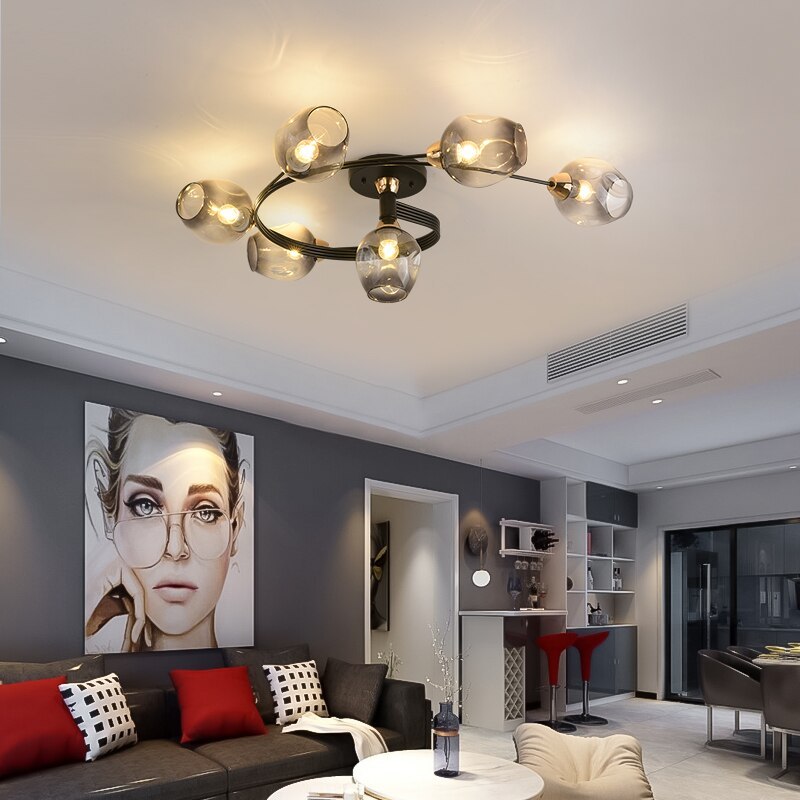 Nordic LED Pendant Chandelier | 29.5 or 36.6 in | Black or Gold Finish | Modern Glass Shade Design | Brick by Brick