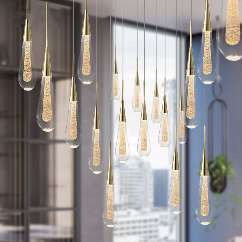 Teardrop Crystal Pendant Light | 1/3/5 Heads | Metal + Crystal Ceiling Light | LED Modern Fixture | Brick by Brick