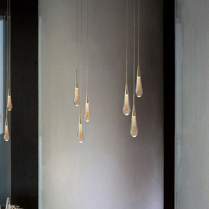 Teardrop Crystal Pendant Light | 1/3/5 Heads | Metal + Crystal Ceiling Light | LED Modern Fixture | Brick by Brick