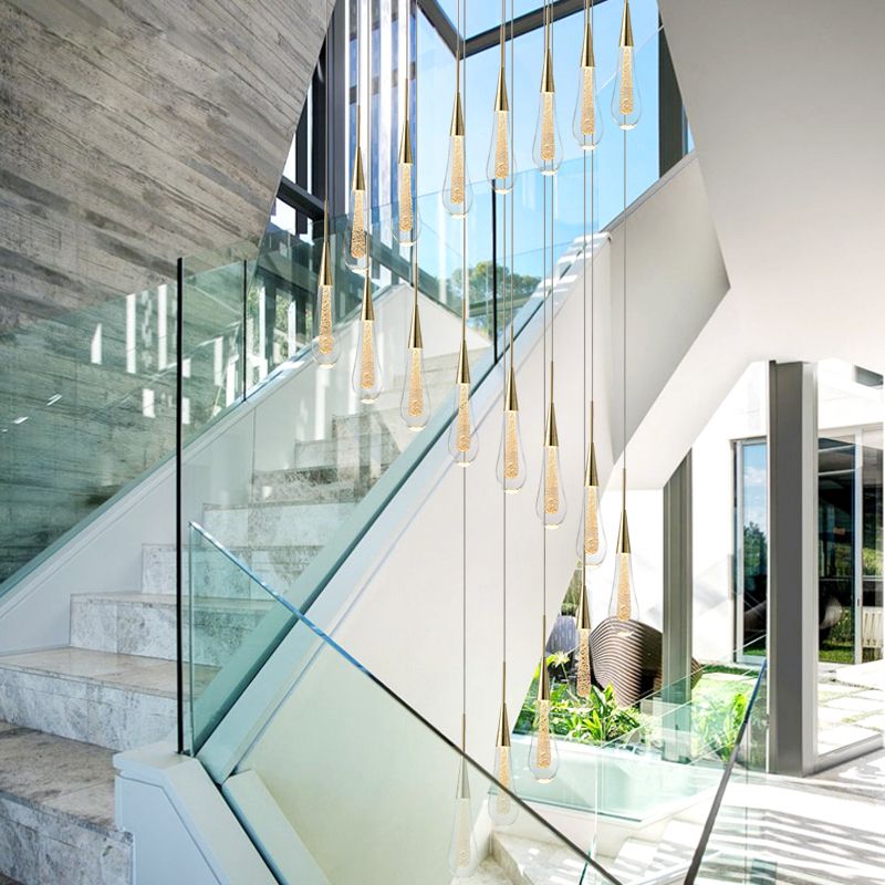 Teardrop Crystal Pendant Light | 1/3/5 Heads | Metal + Crystal Ceiling Light | LED Modern Fixture | Brick by Brick