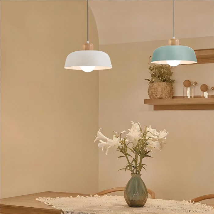 Nordic Creative Pendant Lamp | Natural Wood & Aluminum | Modern Home Lighting | 11.81 x 5.51 in | Brick by Brick