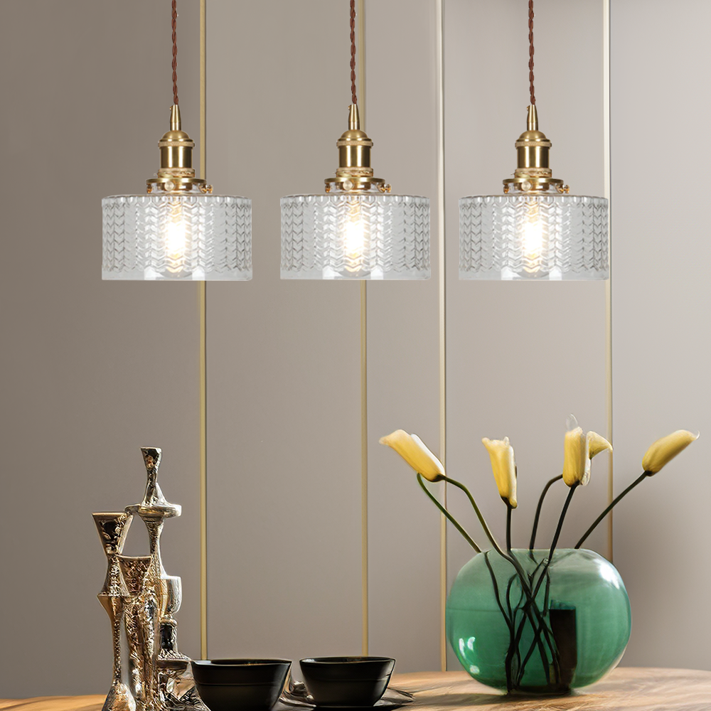 Cylinder Glass Pendant Light | Vintage Elegance | Adjustable Height 59" | Warm Glow for Modern Homes | Brick by Brick