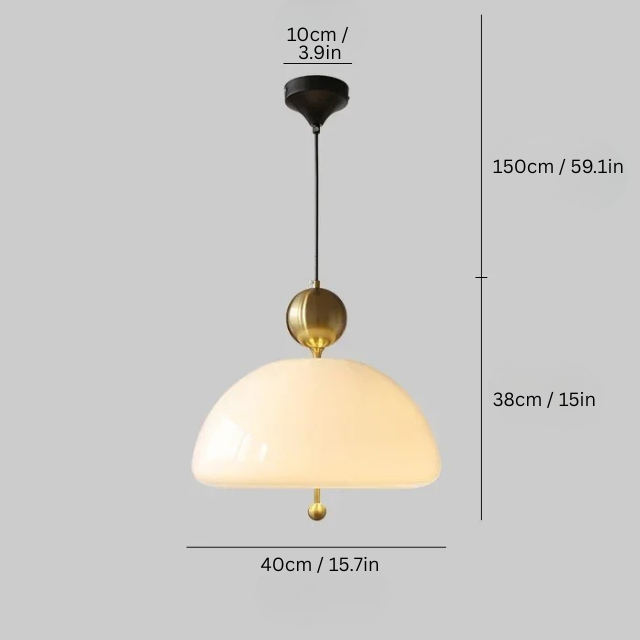 Bauhaus Retro Pendant Lamp | 15.7 x 15 in | Medieval Cream Glass Hanging Light | Nordic Colorful E27 Fixture | Brick by Brick