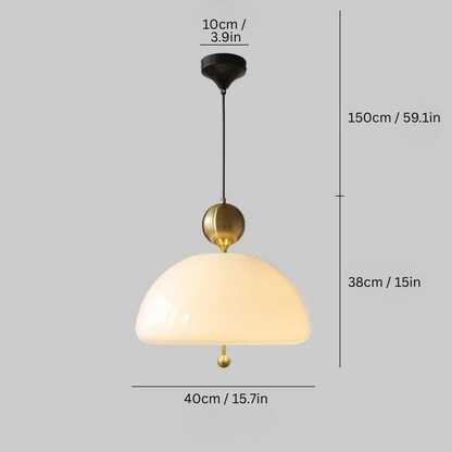 Bauhaus Retro Pendant Lamp | 15.7 x 15 in | Medieval Cream Glass Hanging Light | Nordic Colorful E27 Fixture | Brick by Brick