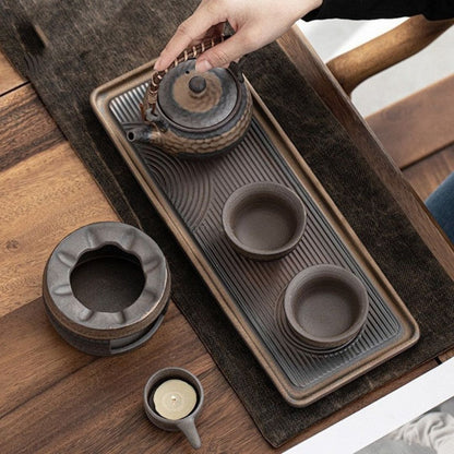 Japanese Pottery Tea Set | Wabi-Sabi Ceramic Design | Rustic Stone Texture | Brick by Brick