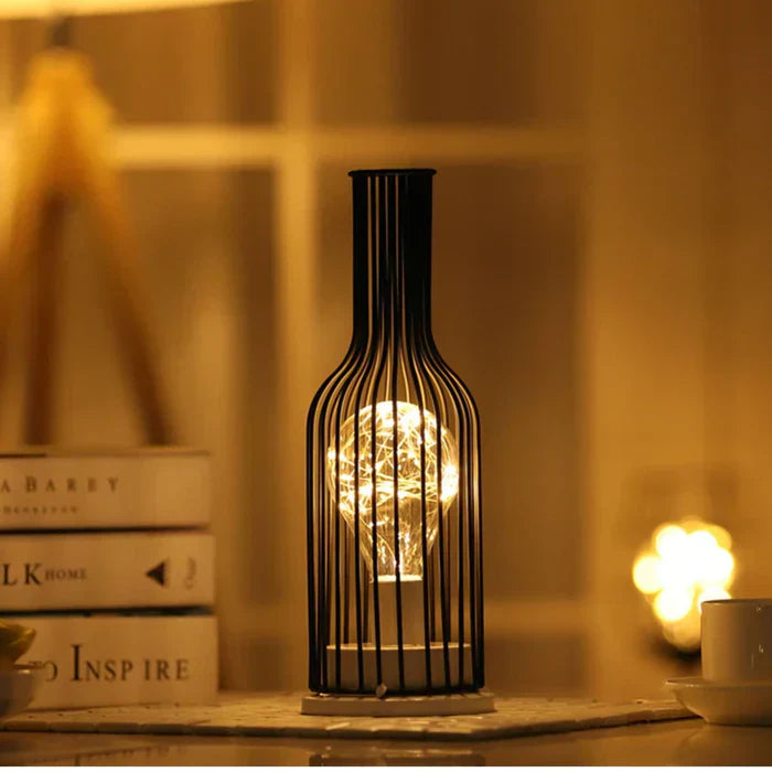 Modern Black Table Lamp | Sculptural Cage Design | USB-Powered LED Light | 3 Artistic Shapes