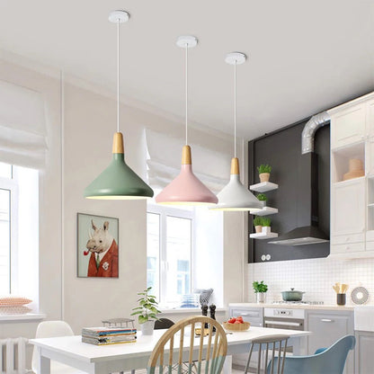 Nordic Macaron Pendant Light | Wooden Accent | Minimalist Charm | D7.09"-15.35" | Brick by Brick