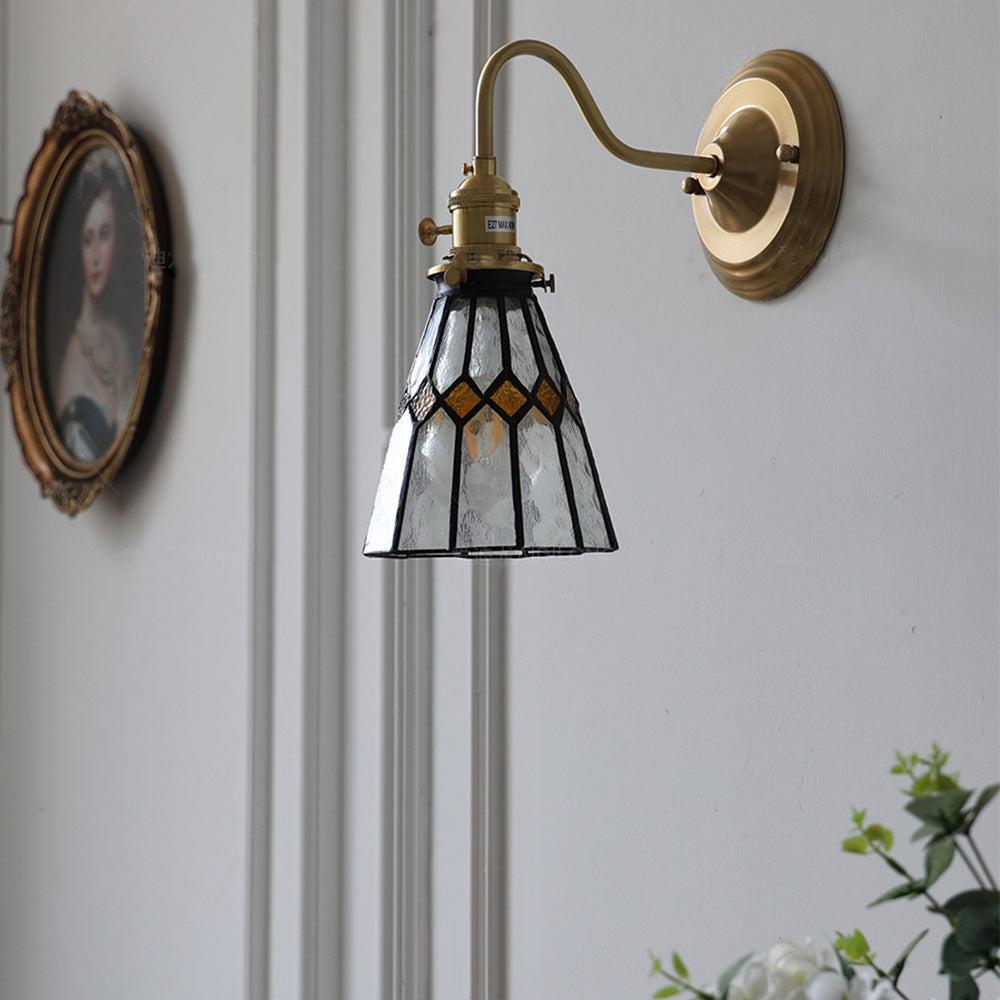 Glass Wall Light | Vintage Brass Sconce | 10.24"-11.02" | Elegant Home Lighting | Brick by Brick