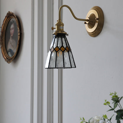Glass Wall Light | Vintage Brass Sconce | 10.24"-11.02" | Elegant Home Lighting | Brick by Brick
