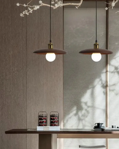 Ceiling Pendant Light | Slim Wood Shade | Japandi Zen | Minimalist Design