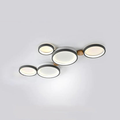 Modern LED Ceiling Light | Triple Ring Gray Metal Design | Energy-Efficient Warm White Fixture | Brick by Brick