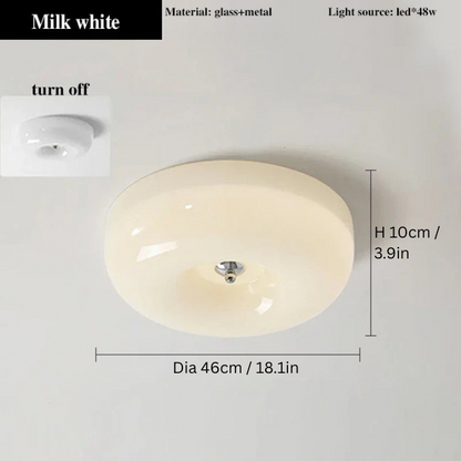 Bauhaus Ceiling Lamp | Dia 12.6 - 18.1 in | Nordic Glass LED Flush Mount Light | Simple Modern Pudding Style | Brick by Brick