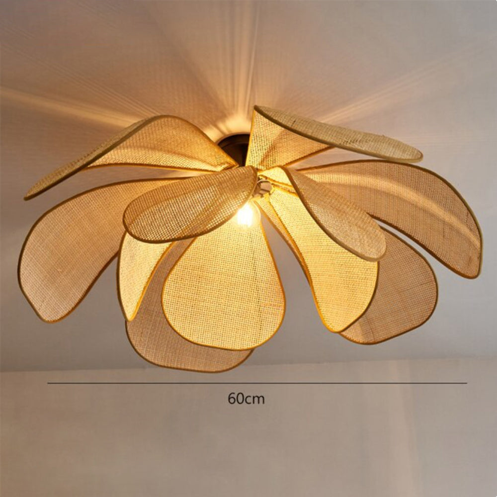 Rattan Petal Pendant Light | H11.02 in | Rustic Boho Ceiling Lamp | Natural Handmade Lighting | Brick by Brick