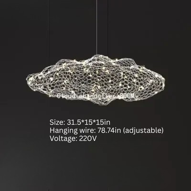 Danish Designer Cloud Pendant Light | Dia 11.8 - 39.3 in | Iron Mesh | Handcrafted Artistic Chandelier | Multiple Sizes | Brick by Brick
