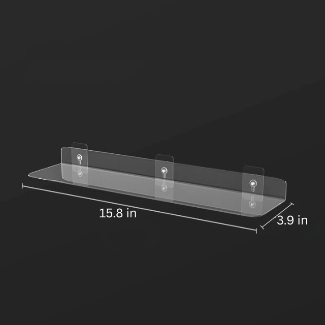 Clear Acrylic Floating Shelf | 7.9-19.7 in | Wall Mounted Storage Rack | Thick Invisible Display Ledge | Brick by Brick