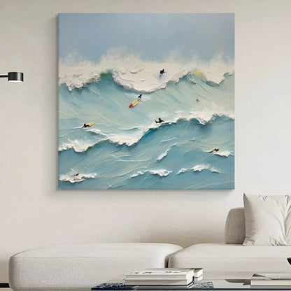 Ocean Riders Wall Art | 23 - 63 in | Textured Plaster Seascape Art | Coastal Wall Decor | Brick by Brick