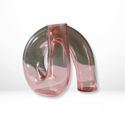 Modern Glass Vase - Borosilicate - Sculptural Loop Design-Home & Garden > Decor > Vases-Brick by Brick London-Pink-Brick By Brick London