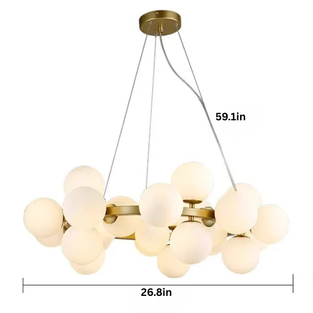Modern Glass Pendant Chandelier | H59 in | LED Ceiling Light | Adjustable Hanging Lamp with Remote | Dimmable Indoor Lighting | Brick by Brick