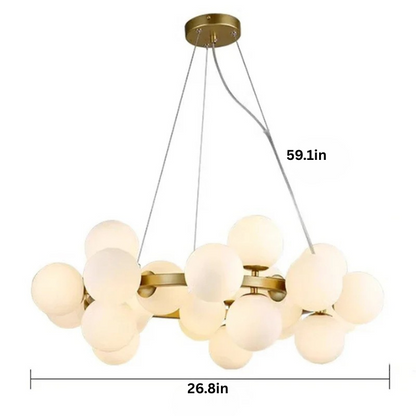 Modern Glass Pendant Chandelier | H59 in | LED Ceiling Light | Adjustable Hanging Lamp with Remote | Dimmable Indoor Lighting | Brick by Brick