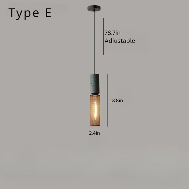 Nordic Industrial Cement Chandelier | H7.9 - 13.8 in | Vintage Iron Pendant Ceiling Light | Brick by Brick