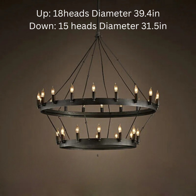Vintage Industrial Iron Pendant Lamp | 12 - 33 Heads | Round Retro Chandelier | LED Compatible Droplight for Home Café Restaurant | Brick by Brick