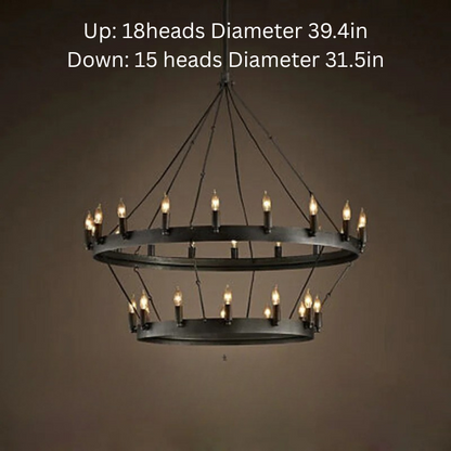 Vintage Industrial Iron Pendant Lamp | 12 - 33 Heads | Round Retro Chandelier | LED Compatible Droplight for Home Café Restaurant | Brick by Brick