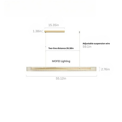 Linear Pendant Light | Modern Black & Gold | Glass Chandelier | Dining Table & Kitchen Island | Brick by Brick